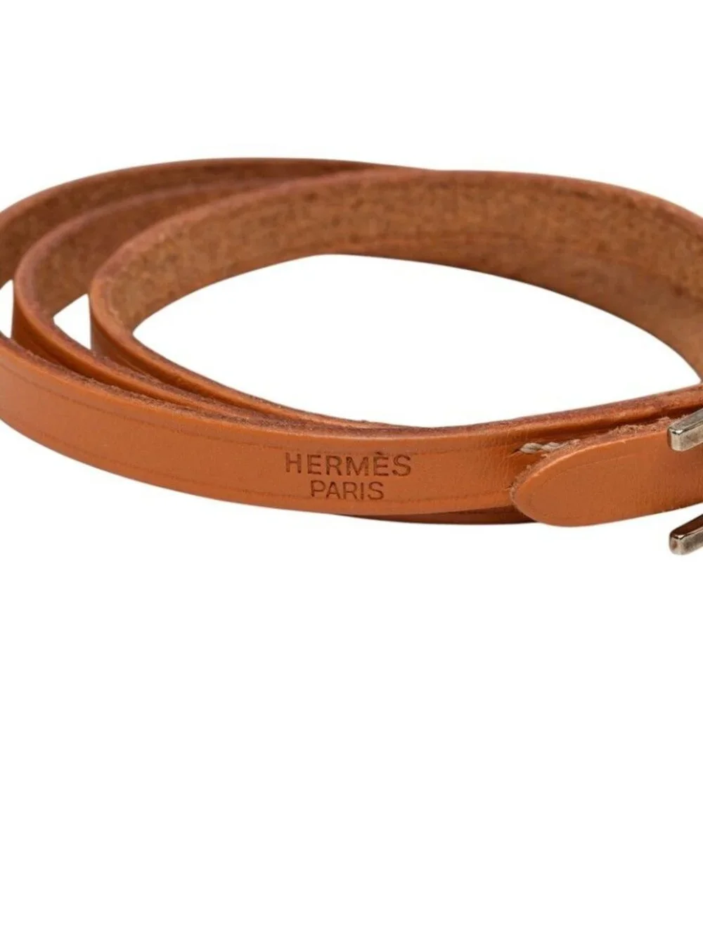 Hermes Hapi Triple Strand Bracelet Brown Leather